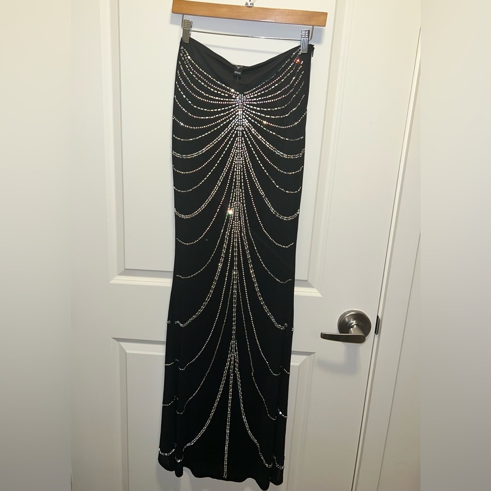 Rhinestones two piece crop top maxi skirt sheer set - Picture 7 of 7